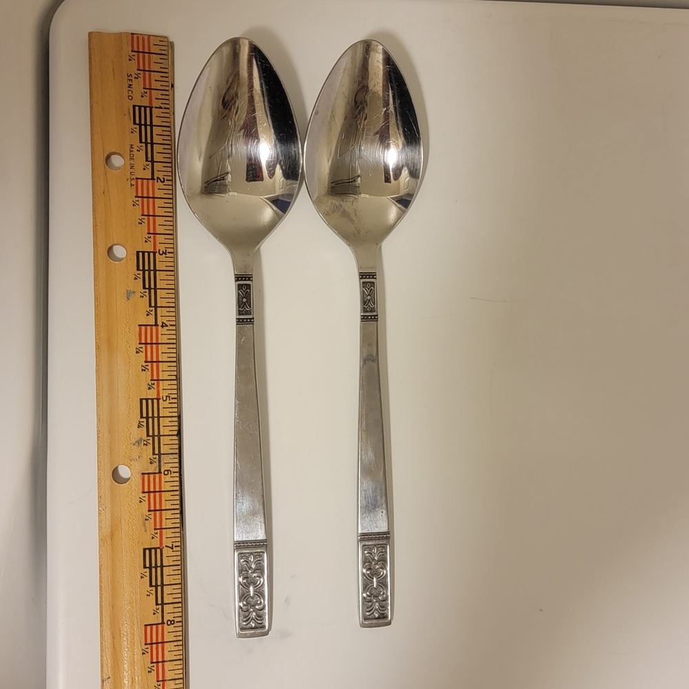 2 Imperial International CORTINA Serving Spoons Stainless Japan 8 1/8"